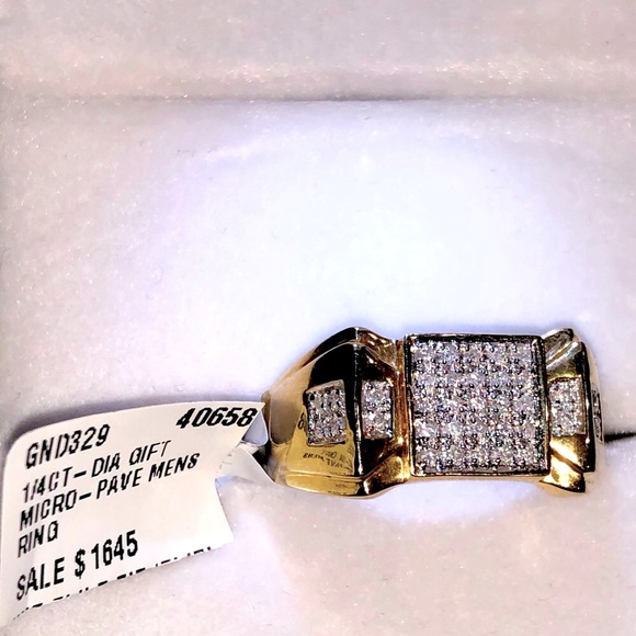 10k solid gold real diamond men ring not plated not CZ free appraisal unbeatable - Picture 1 of 8